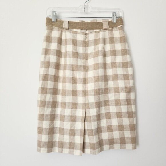 Vtg 70s Plaid Skirt Set Sz 10 Tan Jacket Union Made Linen JH Collectibles ILGWU - Picture 6 of 16